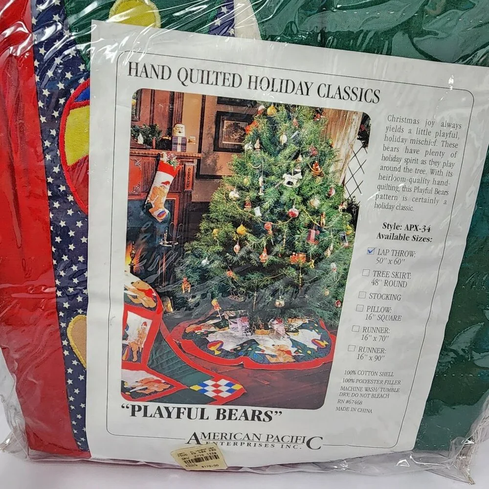 Hand Quilted Holiday Throw Playful Bears 50